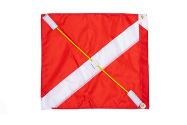 Red & White Dive Flag, Nylon, with Wire Stiffener