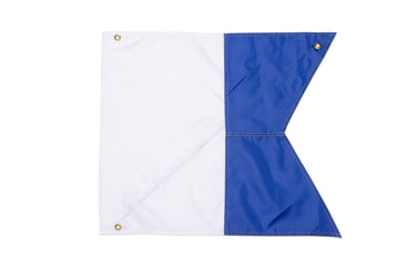 Blue & White Alpha Flag, 14" x 18" Nylon