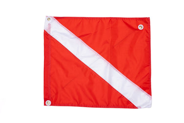 Red & White Dive Flag, 31" x 36" Nylon with Wire Stiffener